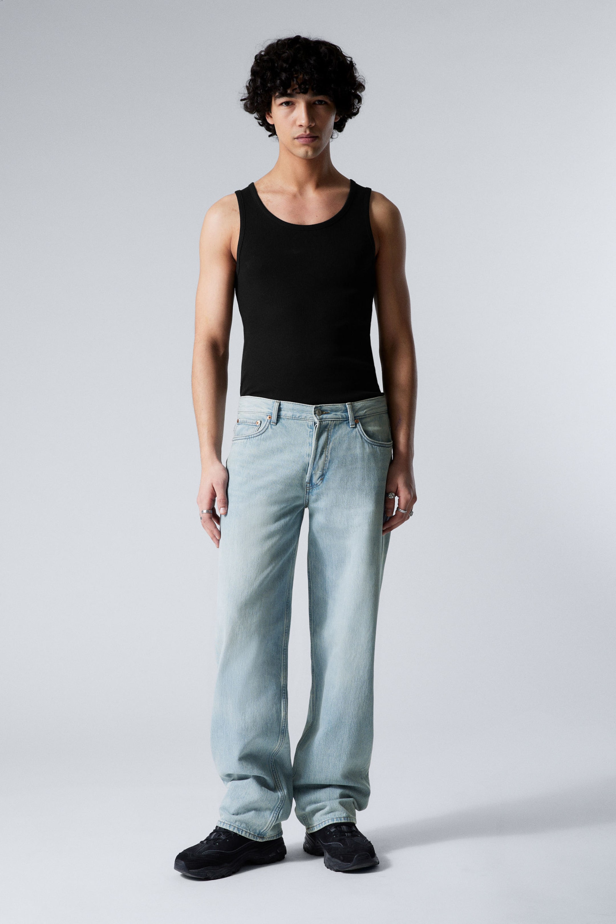#8898AC - Sphere Low Waist Loose Straight Leg Jeans - 1