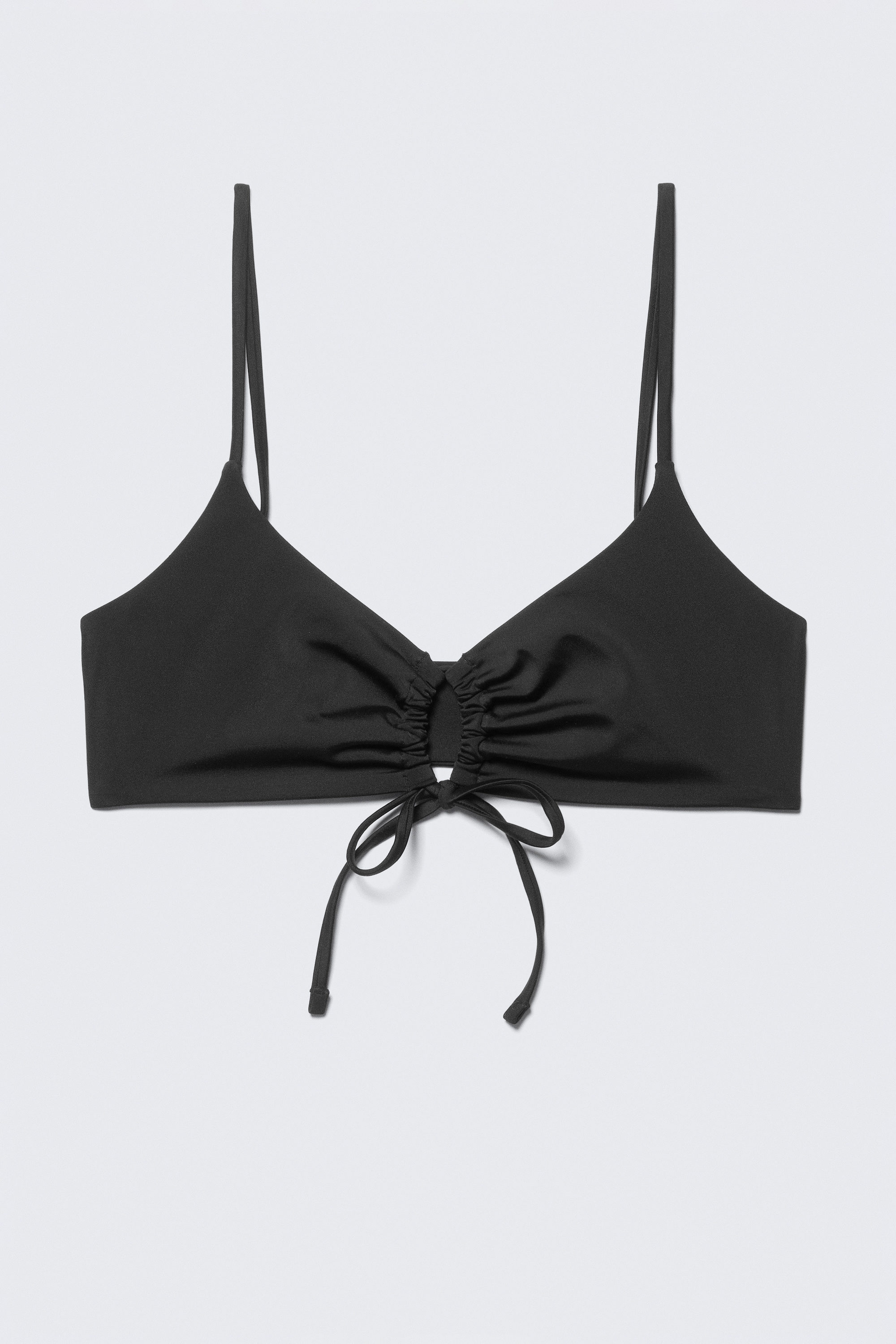 Zwart - Triangelbikinitop met ruches - 1