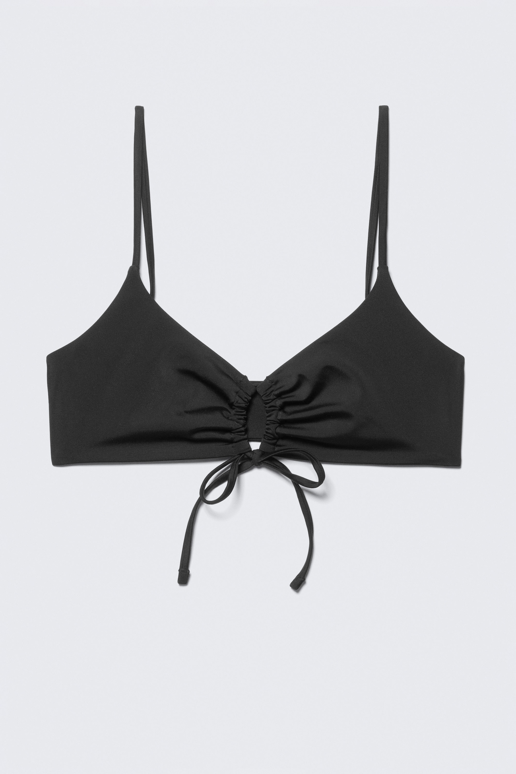 Black - Ruched Triangle Bikini Top - 1
