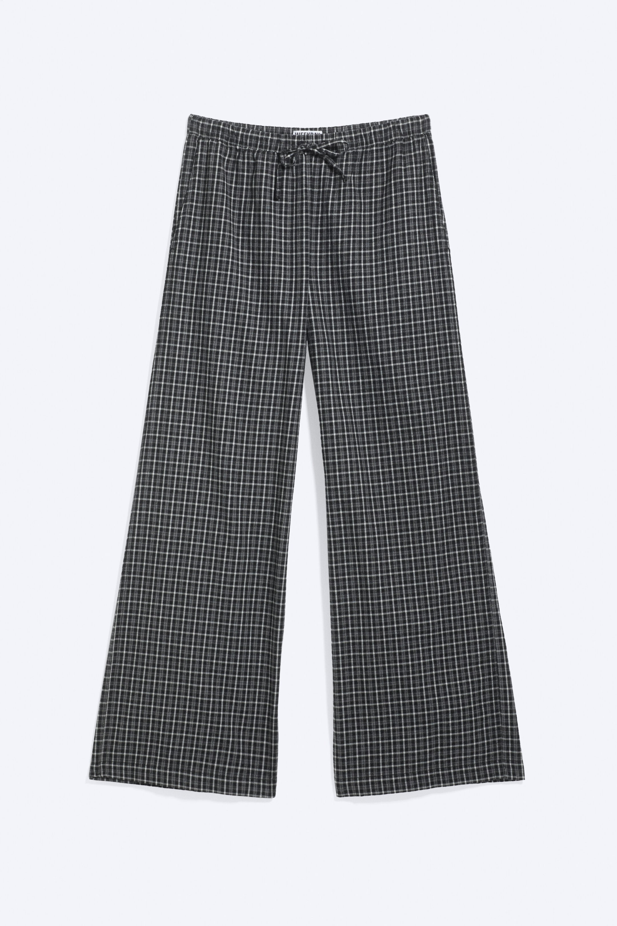 Noir à carreaux - Pantalon de pyjama large en flanelle - 4