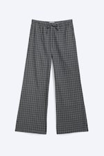 Noir à carreaux - Pantalon de pyjama large en flanelle - 4