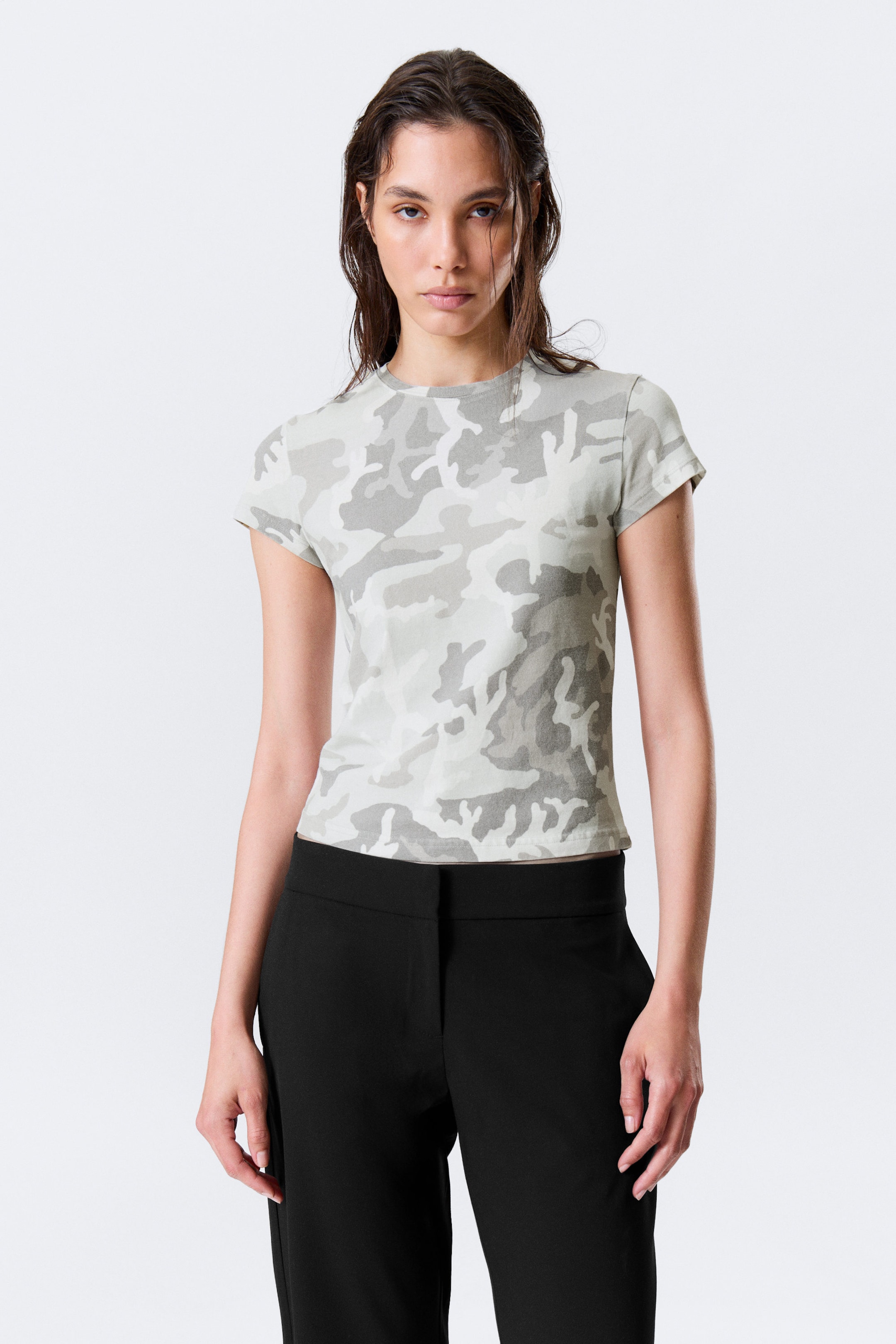 White - Camo - Boxy T-shirt met korte mouwen en print - 2