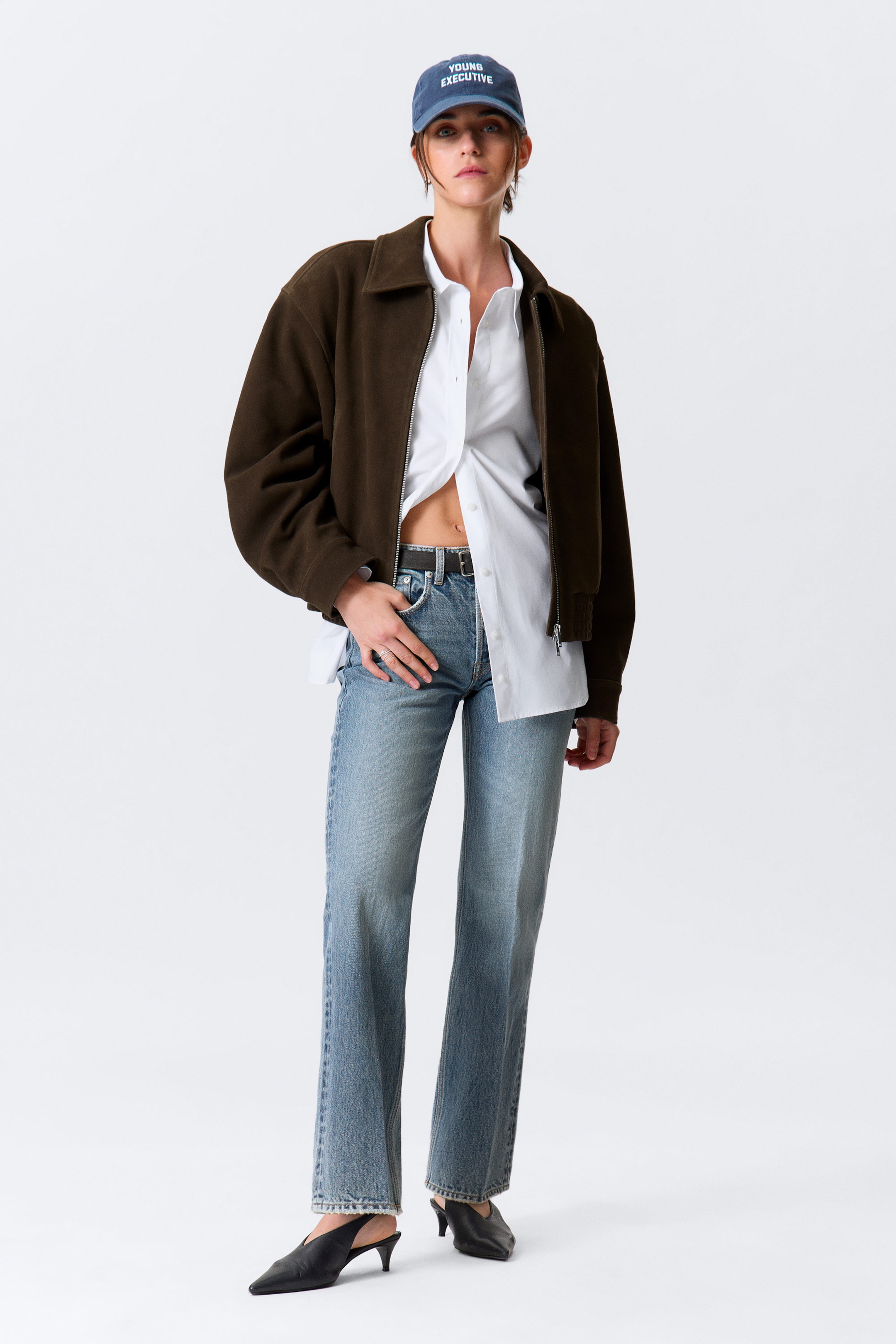 Dark Brown - Boxy Suede Zip Jacket - 4