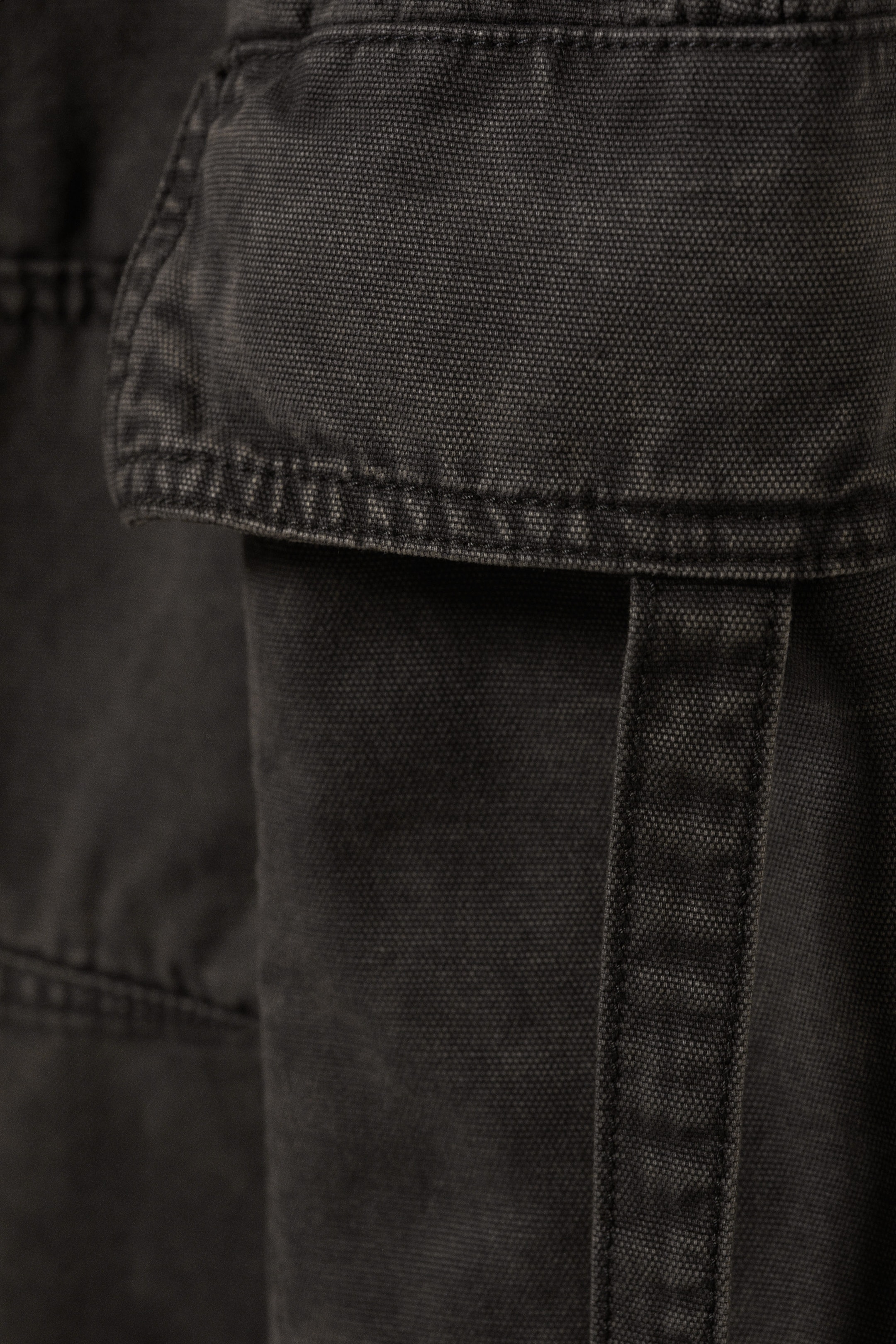 Dark Grey - Low Rise Cargo Strap Twill Trousers - 2