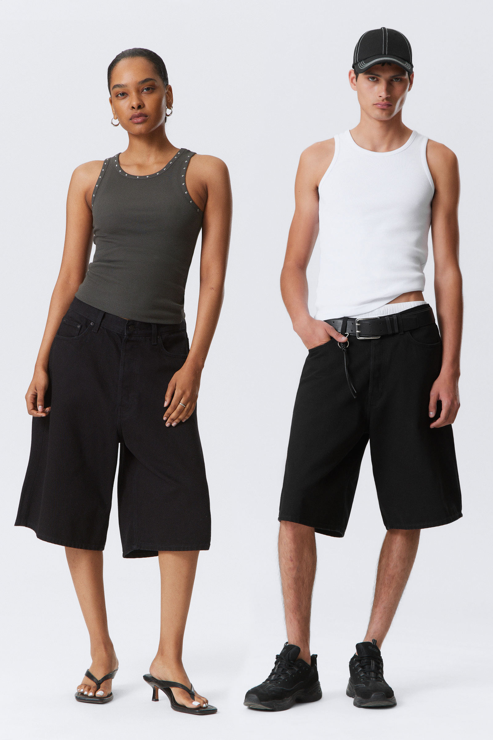 2-pack ribbed fitted tank top - Black & White | Weekday EU