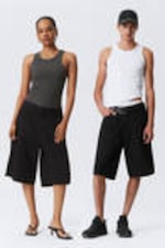 Black Rinse - Black - Astro Denim Loose Baggy Shorts - 0