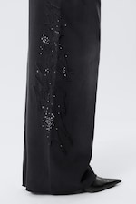 Studded Black - Mid-Rise Baggy Studded Graphic Sweatpants - 1