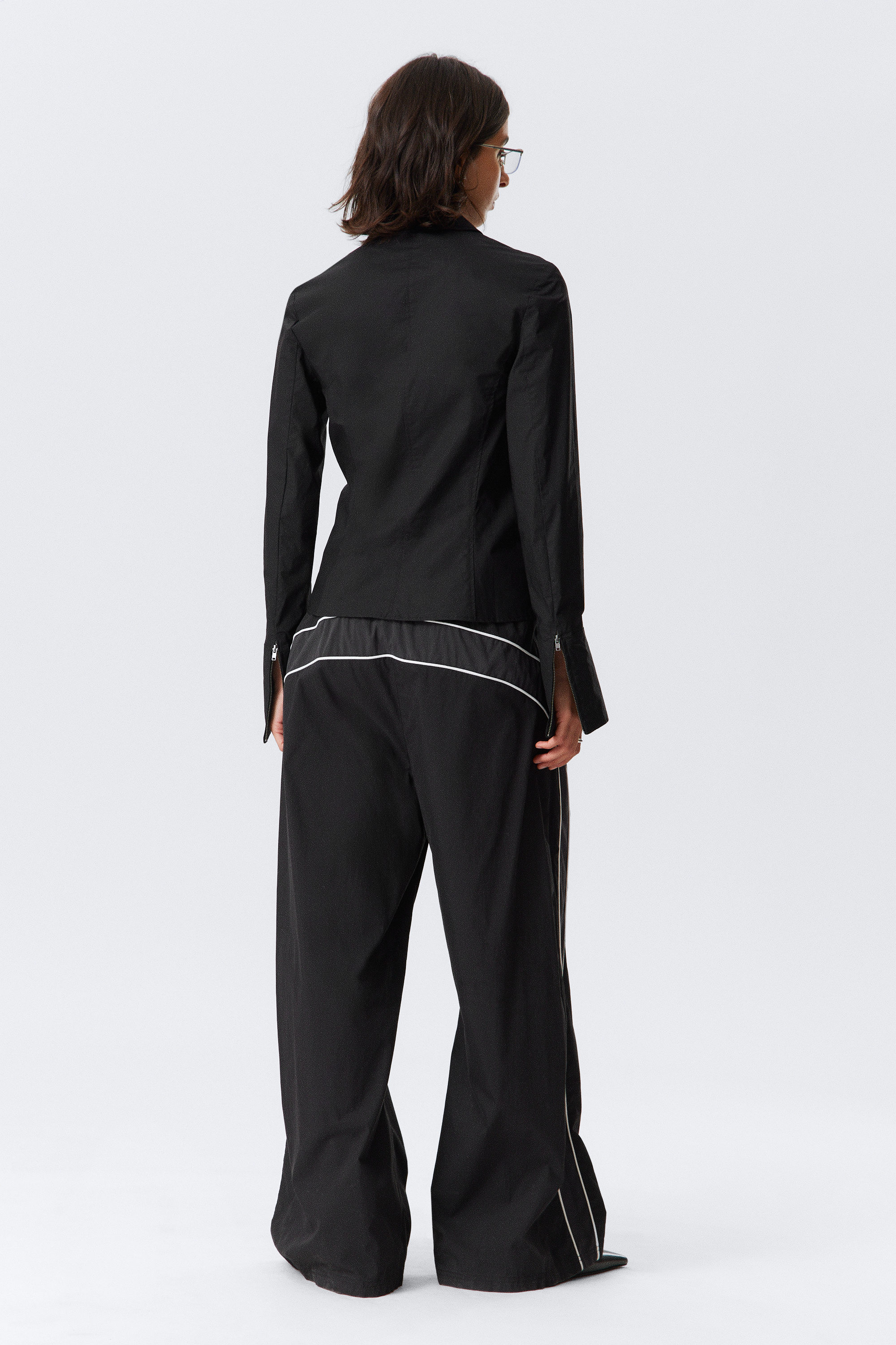 Noir - Chemise ajustée zippée à manches longues - 2