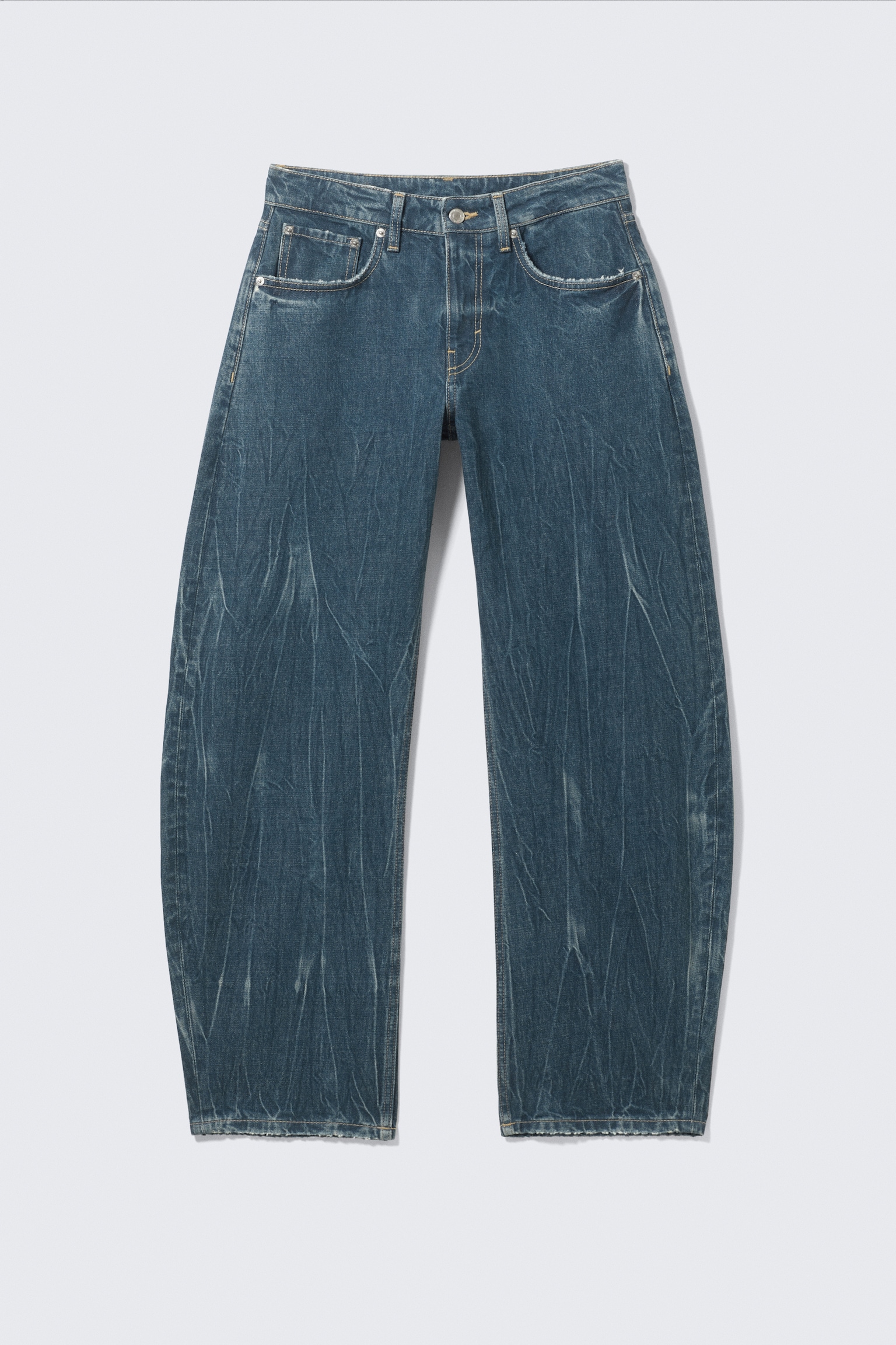 Abell Mid Waist Regular Cocoon Leg Jeans - Gnarly Blue - Mellanblå/Canyon Grey - Mellangrå/Seventeen Blue - Mellanblå - 2