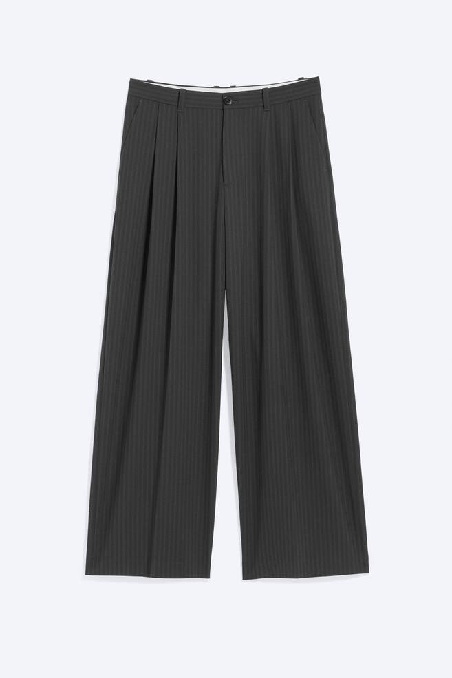 Nate Regular Waist Baggy Straight Trousers - Striped Dark Grey/Brown Pinstripe/Black/Pinstriped Beige Melange/Dark Brown - 1