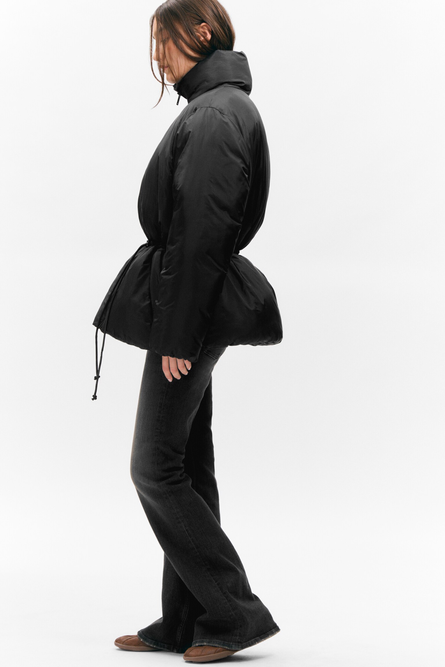 Oversized Puffer Jacket - Black - 4