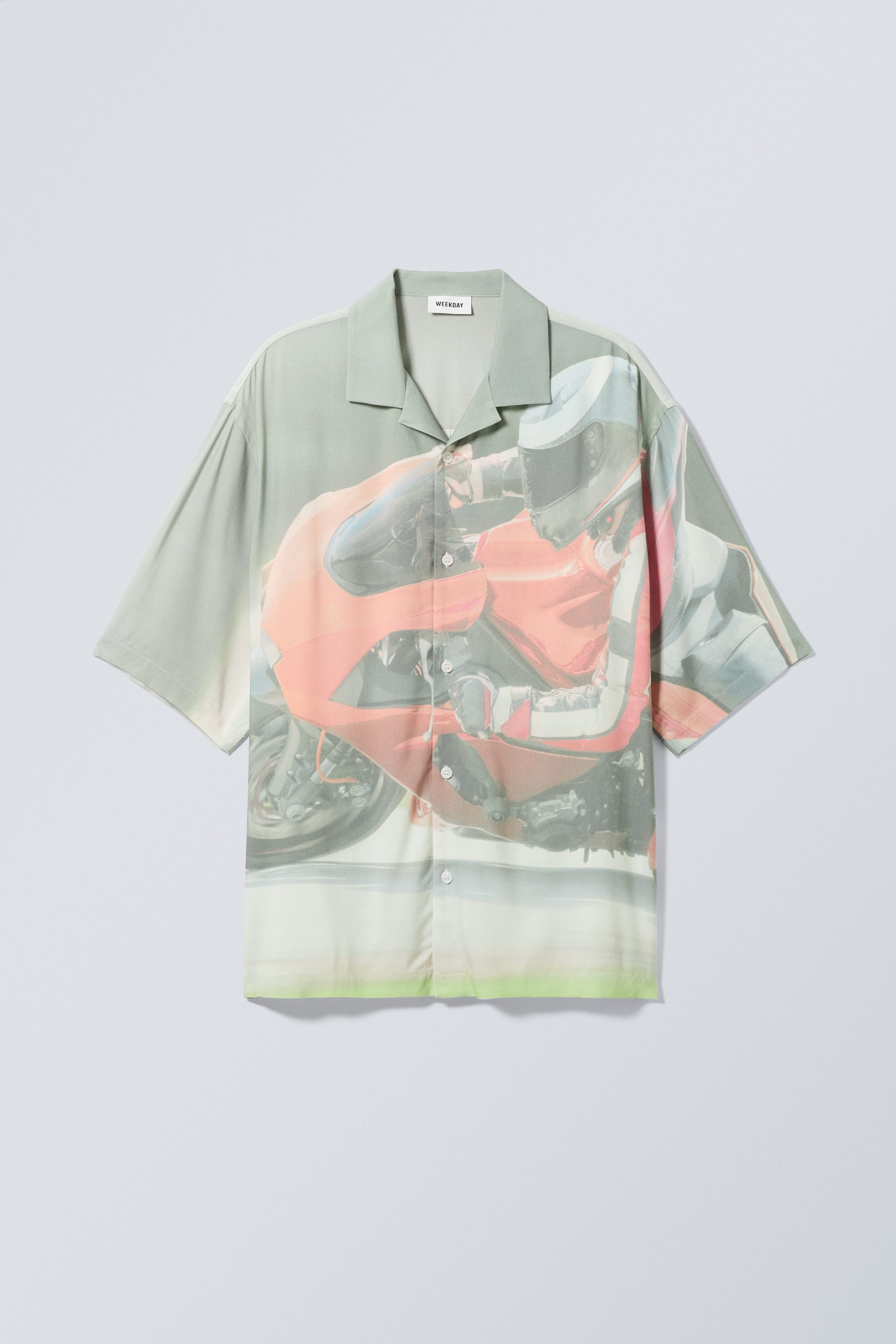 Biker - Oversized Printed Short Sleeve Shirt - 0