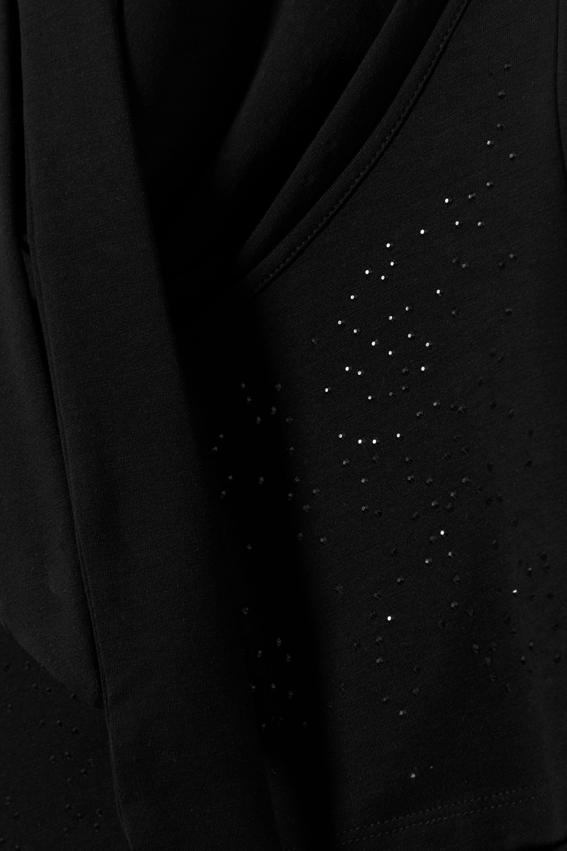 Black - Draped Rhinestone Waterfall Top - 5