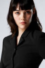 Schwarz - Schmaler einreihiger Blazer - 2