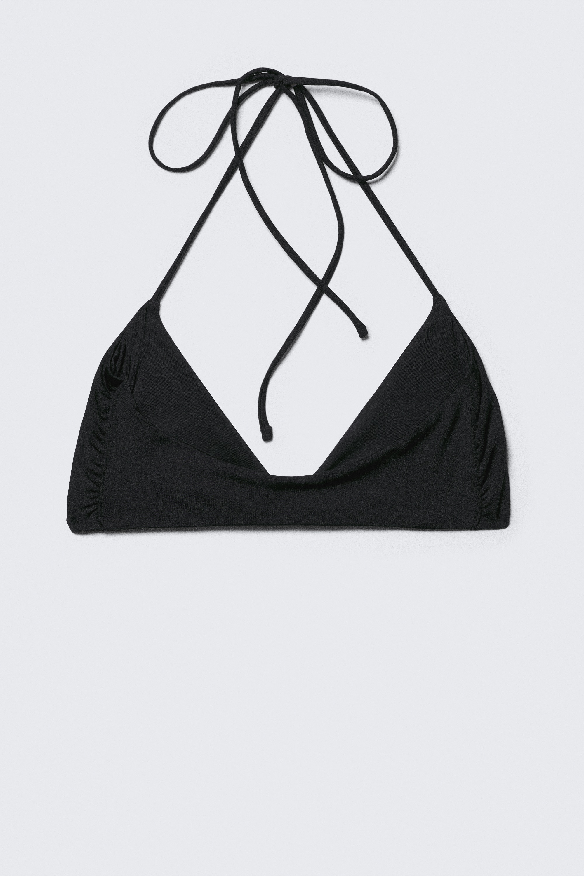 Top bikini ritorto con scollo all'americana - Nero/Grigio scuro shimmer