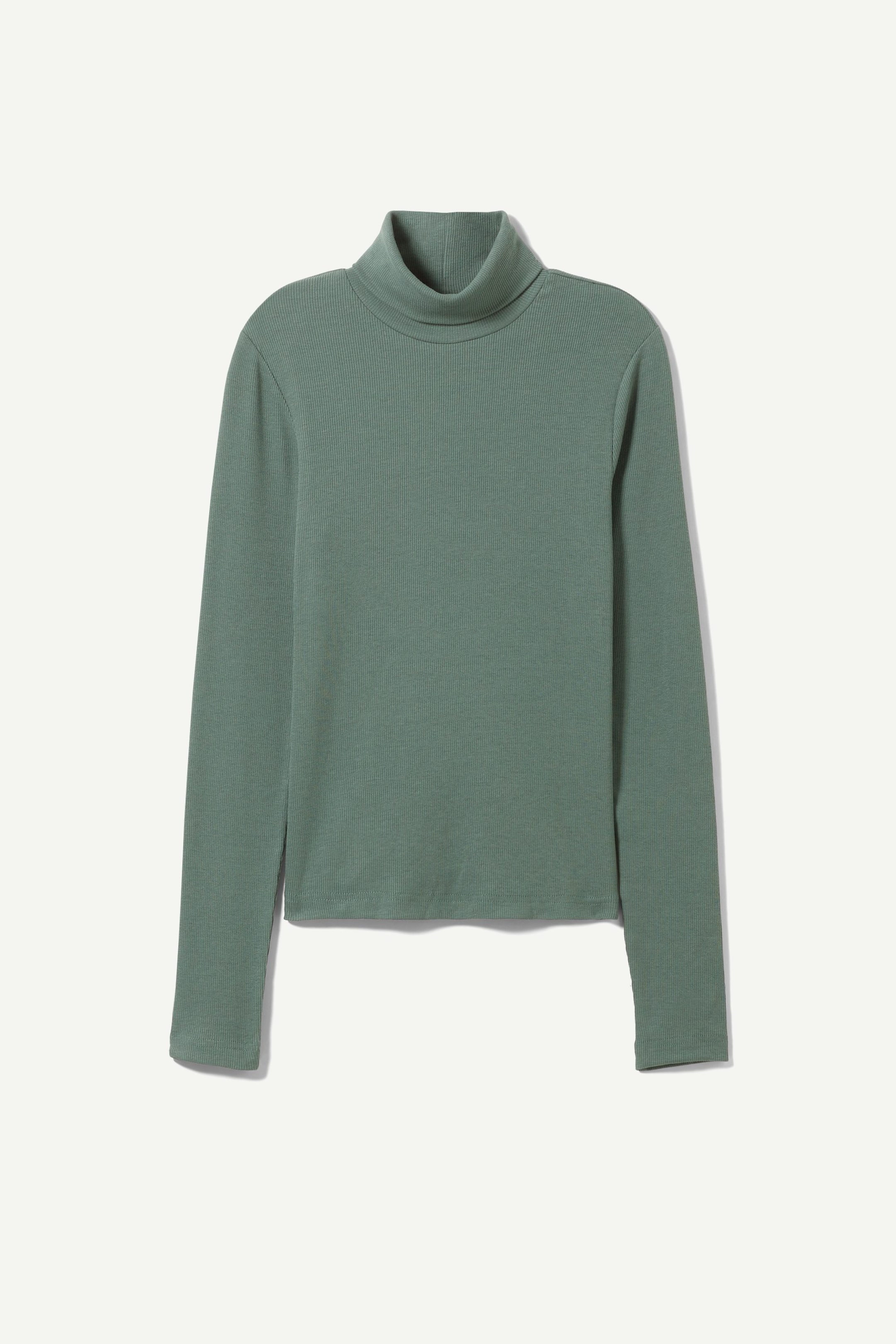 Dusty green - Verena Ribbed Turtleneck - 0