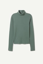 Dusty green - Verena Ribbed Turtleneck - 0