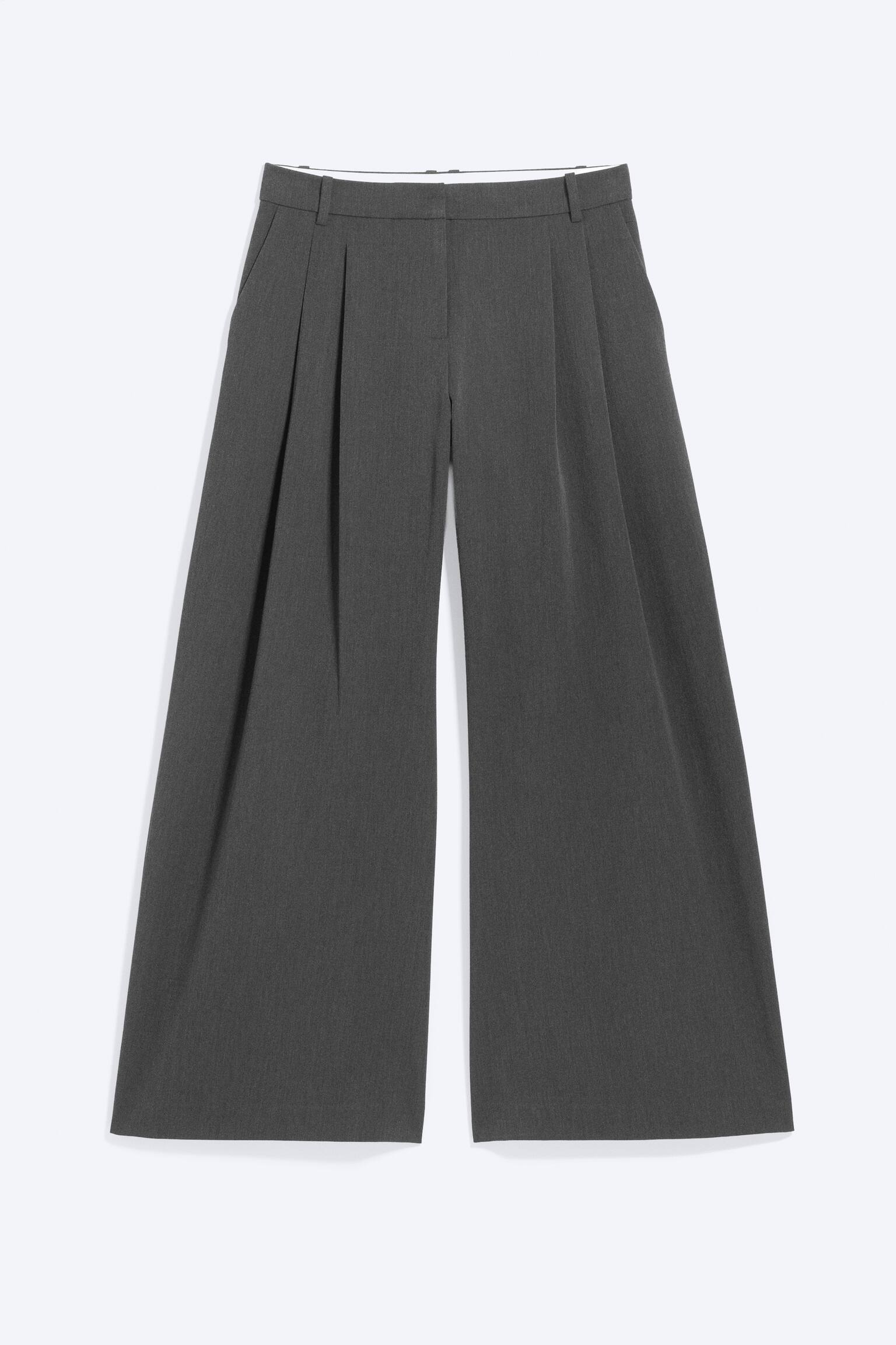 low waist Pleated suit trousers - Dark Grey Melange/Black