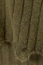 Vert foncé - Pull côtelé à col montant usé - 4