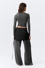 Black - Strappy Mini Wrap Skirt - 2