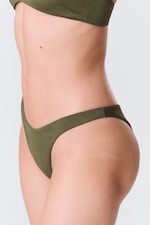 Vert foncé - Bas de bikini brésilien froncé taille mi-haute - 1