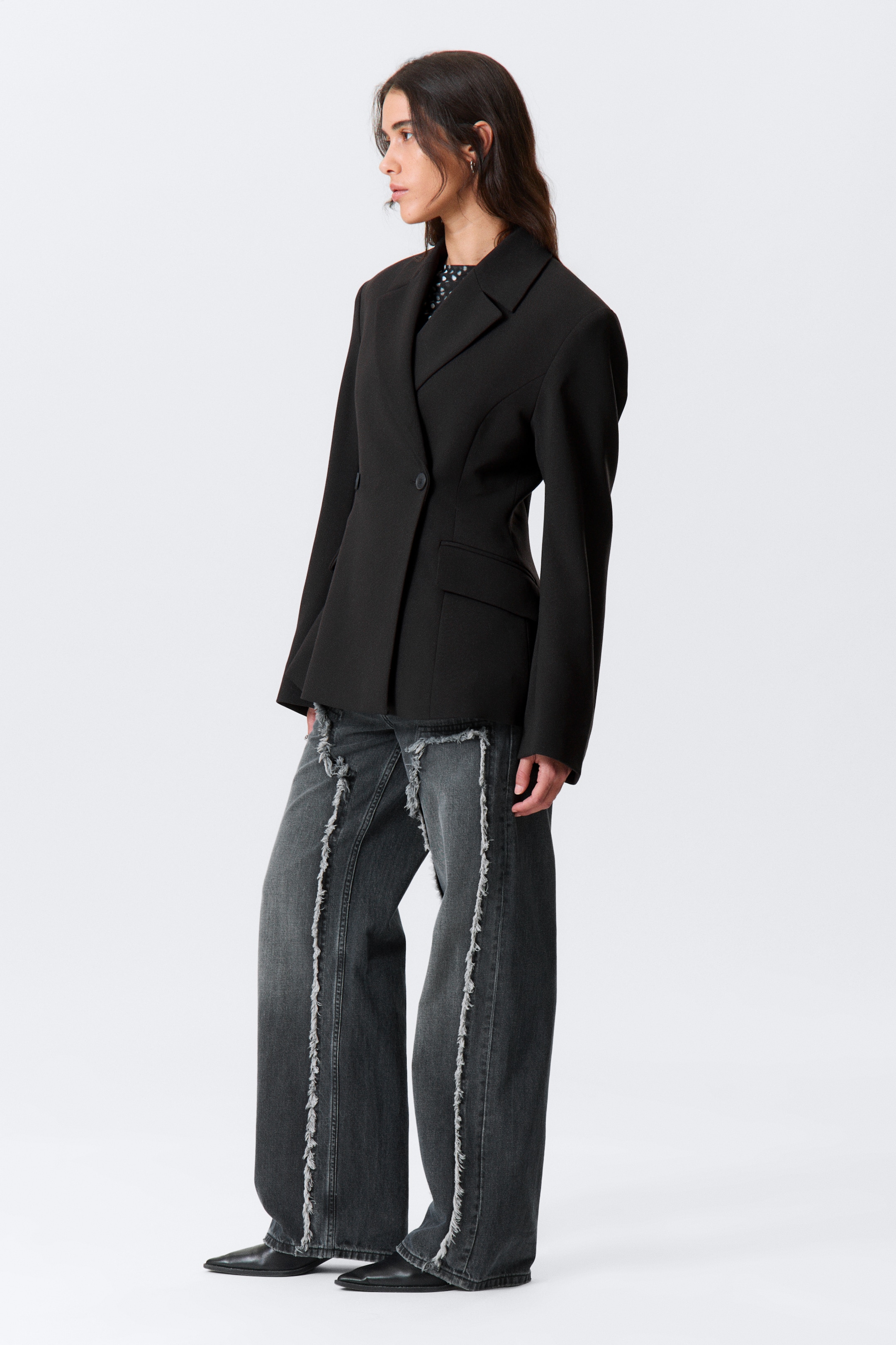 Ingrandisci l'immagine: Fitted Double-Breasted Blazer - Black - DONNA | H&M CH 4