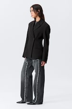 Black - Fitted Double-Breasted Blazer - 4