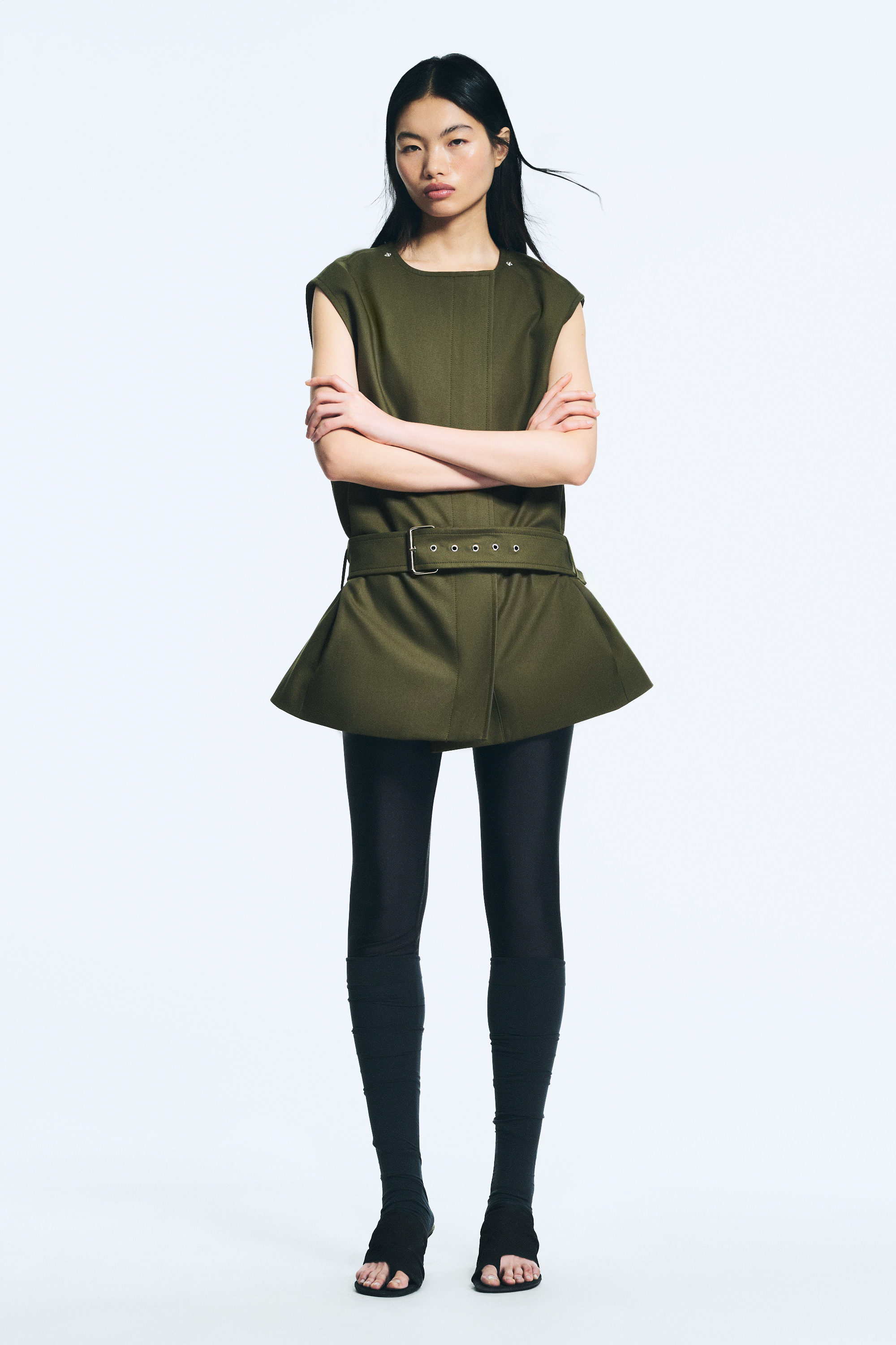 Khaki Green - Layered Technical Trench Coat - 3