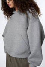 Grey Melange - Oversized Scuba Hoodie - 2