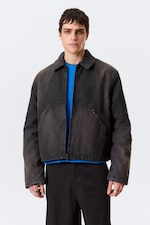 Schwarz - Locker geschnittene, kastige Zip-Jacke - 0