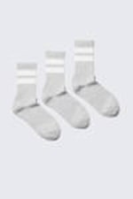 Grijs - witte streep - 3-pack gestreepte sportsokken - 0