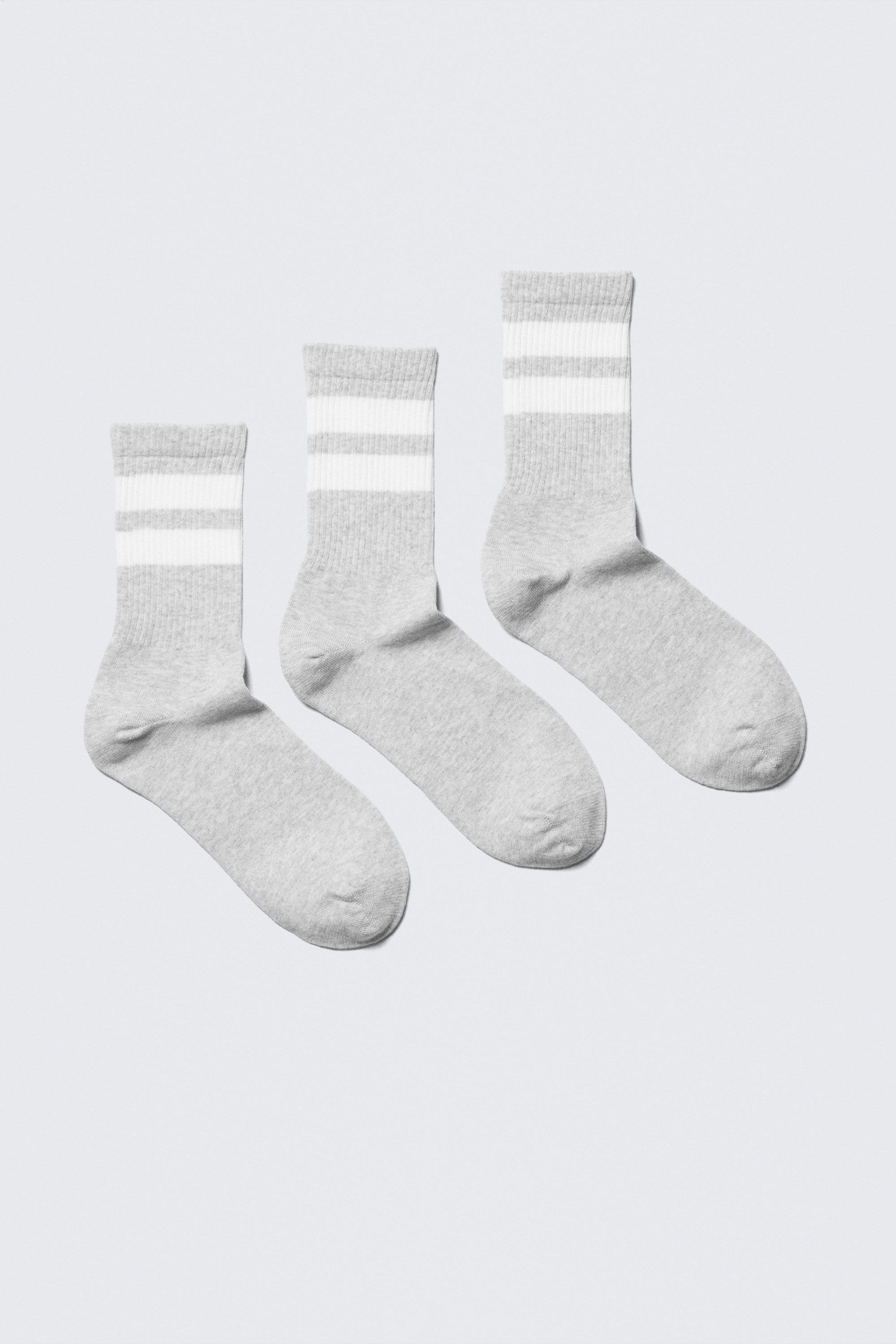 Grey - White Stripe - 3-pack Striped Sport Socks