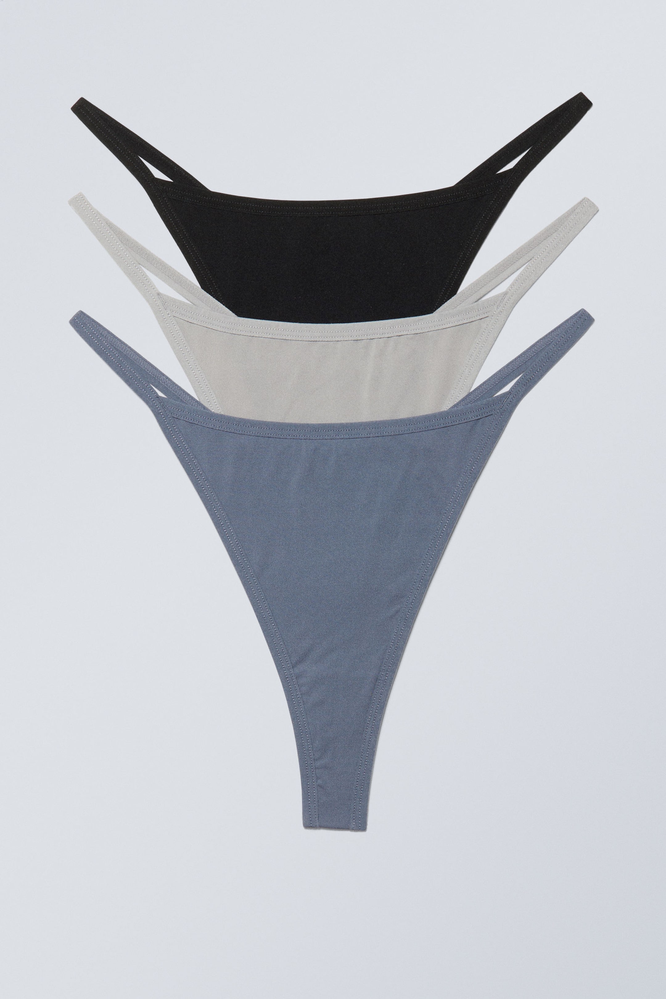 Grey Black Dusty Blue - 3-pack Soul Tanga Thong - 0