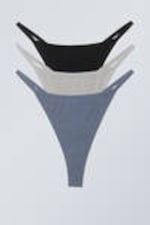 Grey Black Dusty Blue - 3-pack Soul Tanga Thong - 0