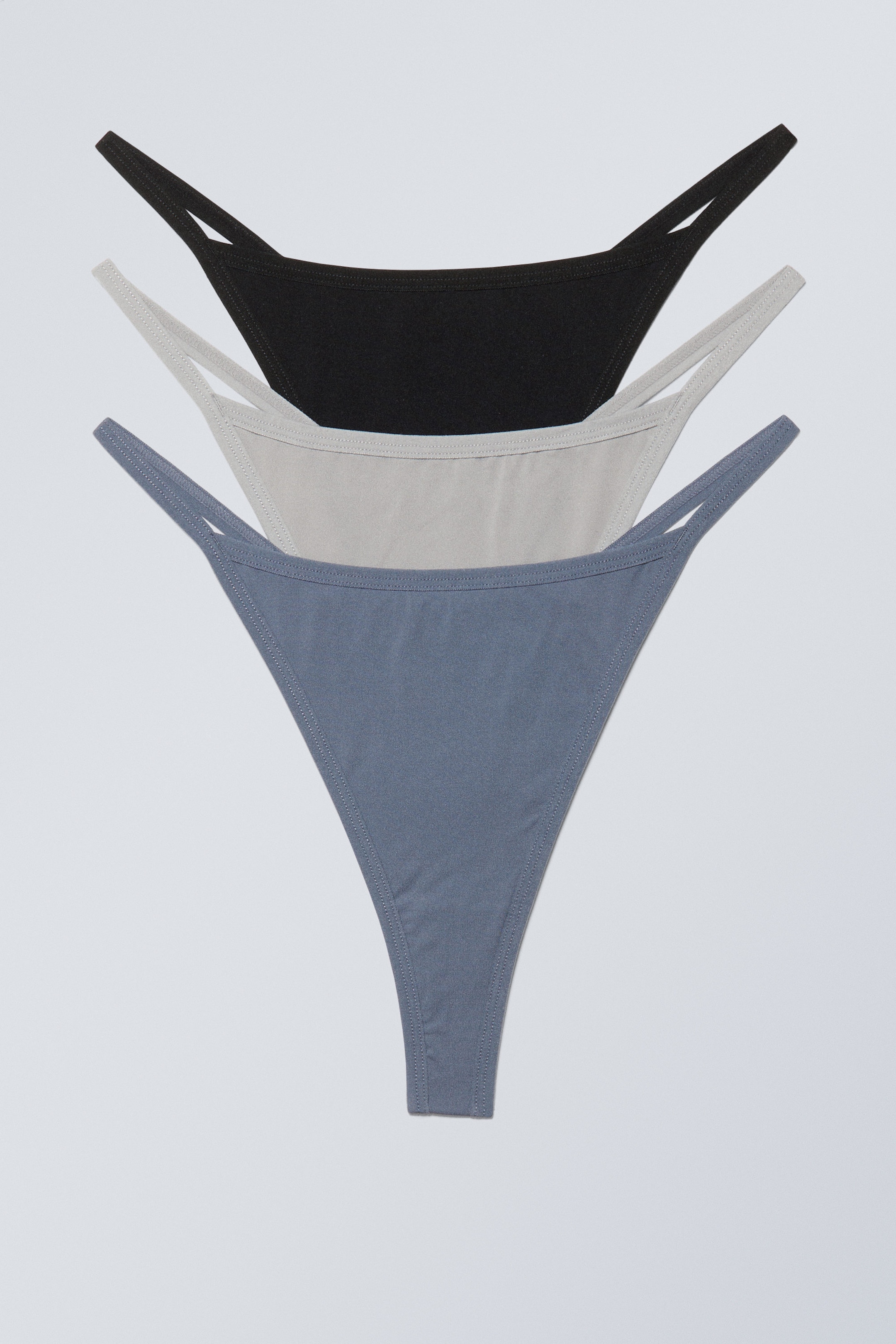 Grau/Schwarz/Blau - 3er-Pack Tanga Soul - 0