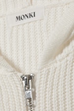 Vit - Lång stickad zip-hoodie - 5