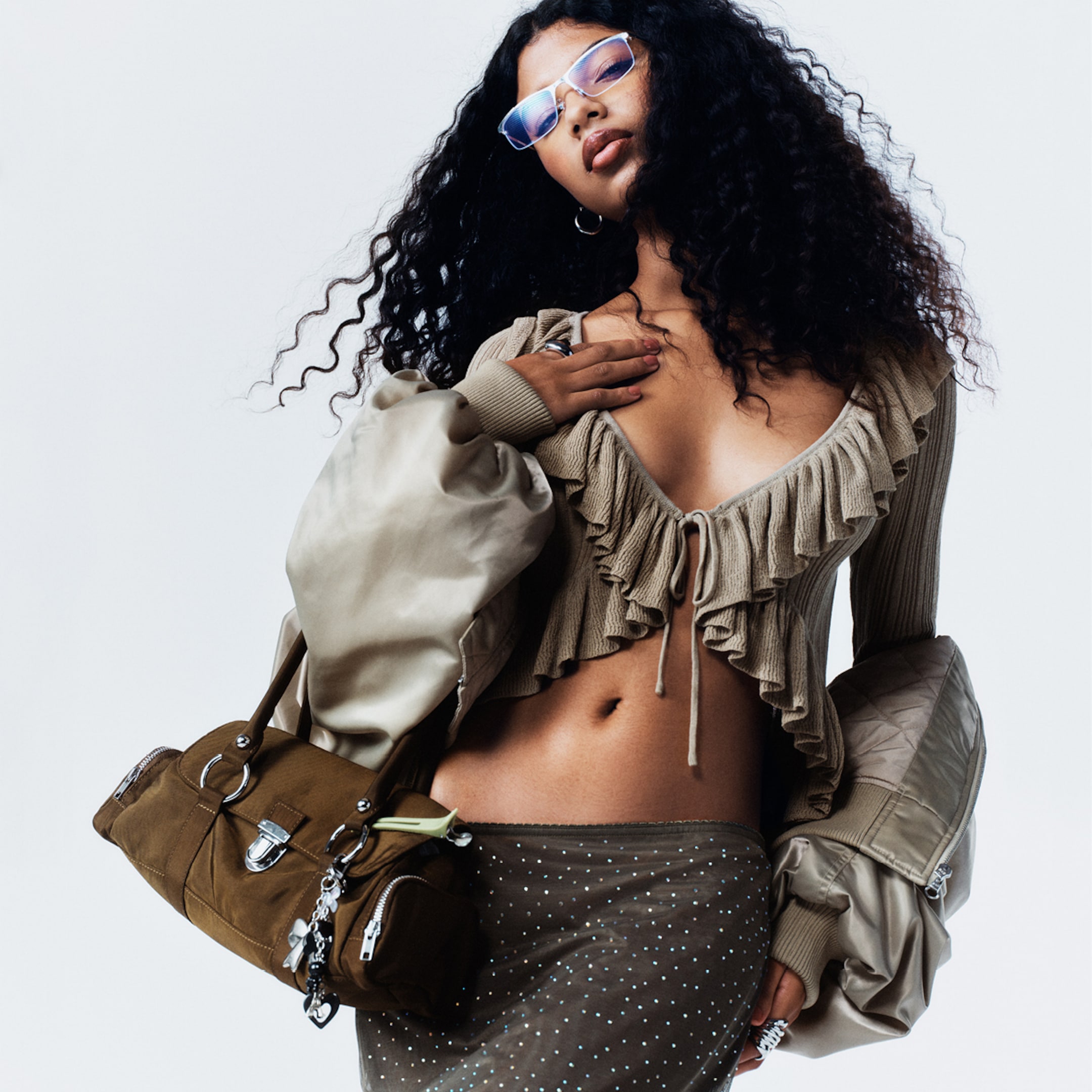 A woman wearing an outfit from Monki collection