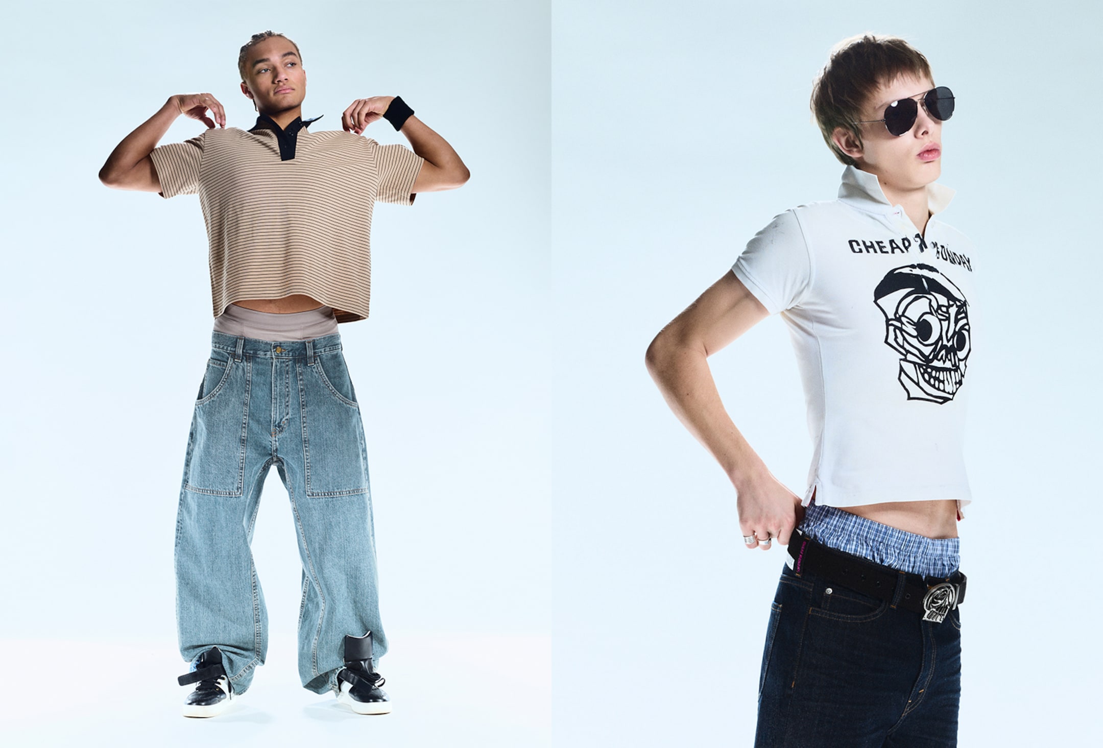 A model wearing Cheap Monday jeans