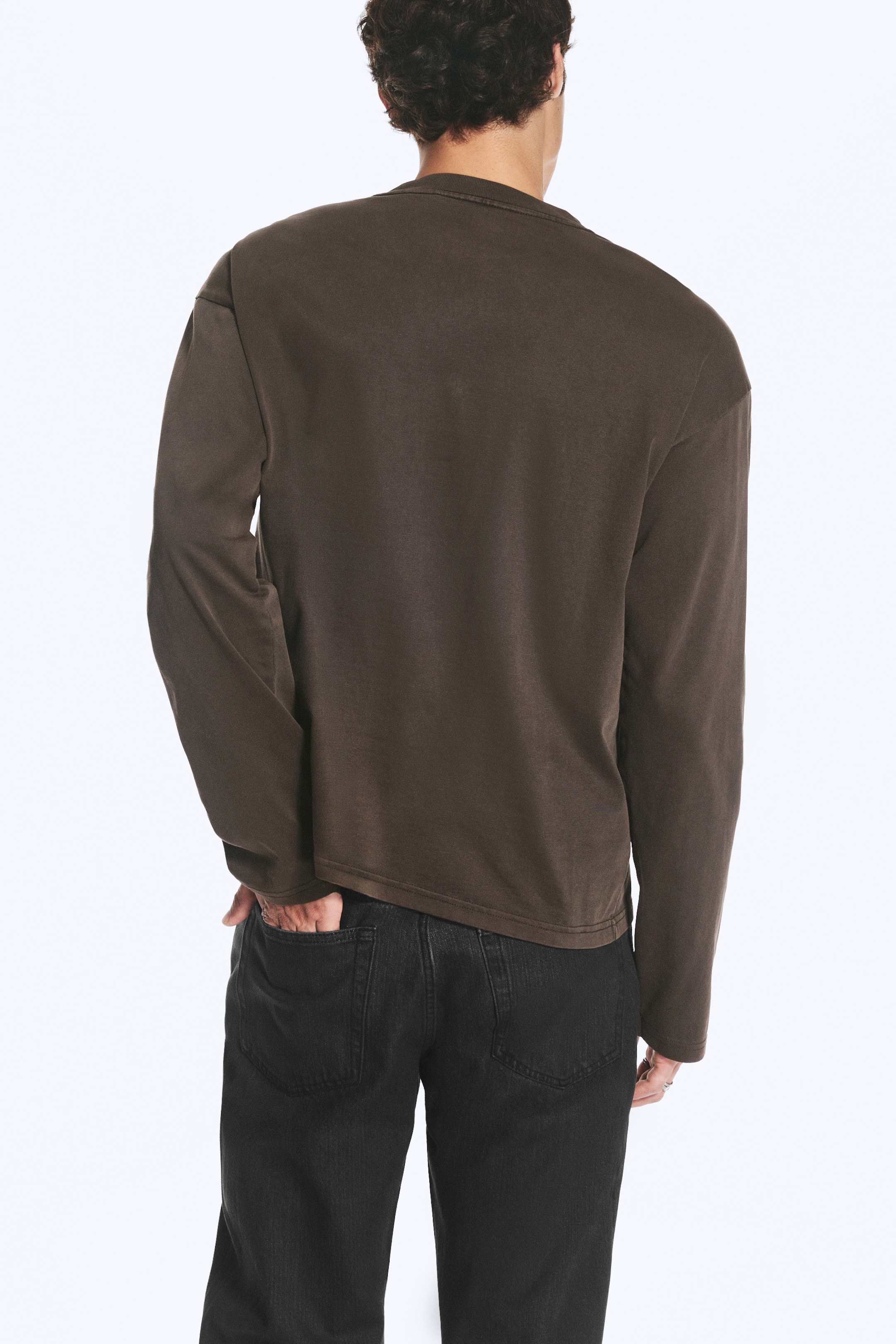Taupe foncé - T-shirt ample à manches longues