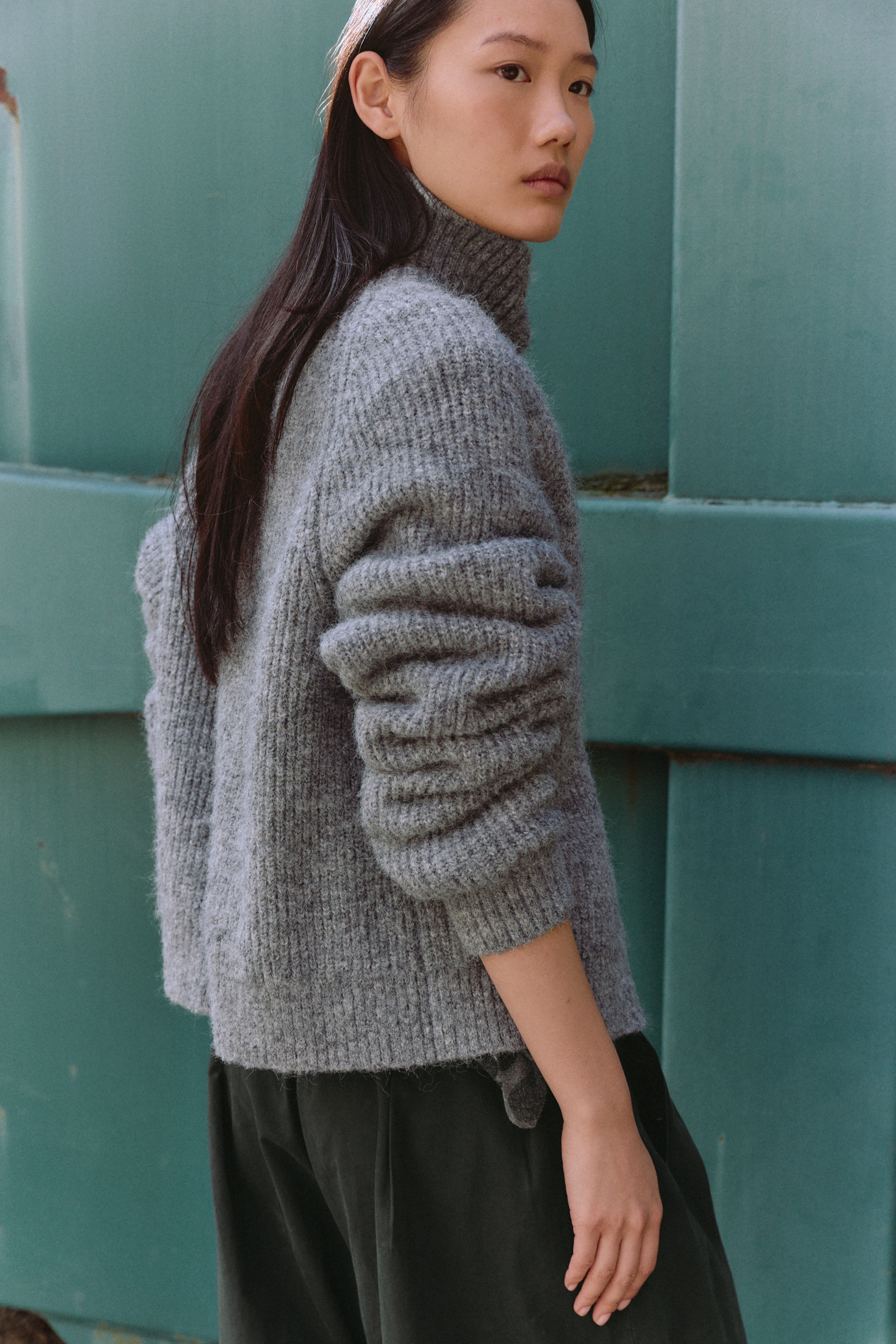 Dusty Grey Melange - Buttoned cardigan