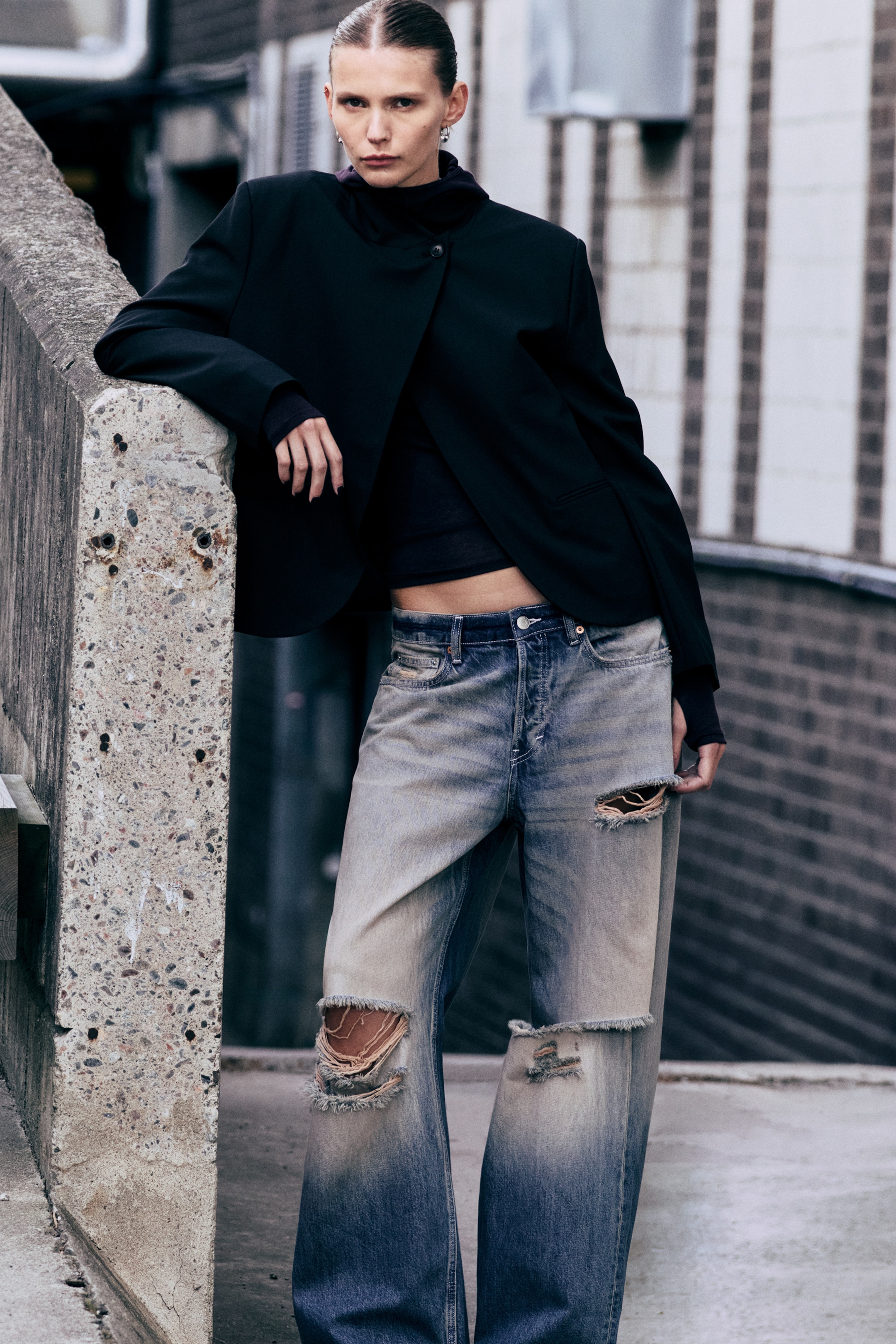 Black - Asymmetric Wool-Blend Blazer