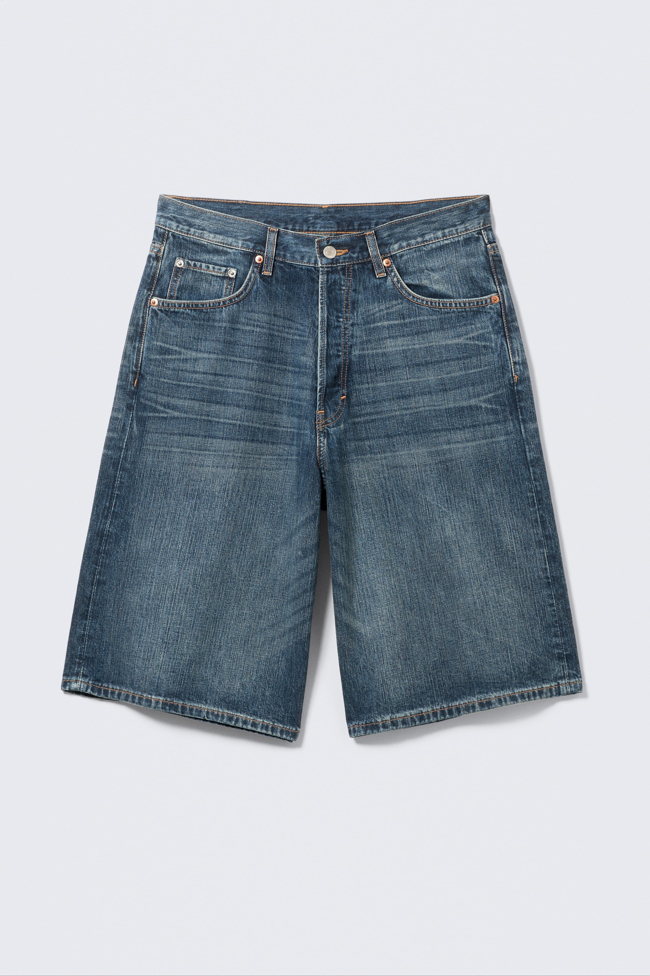 Blue Hymn - Mittelblau - Astro Mid Waist Loose Baggy Denim Shorts