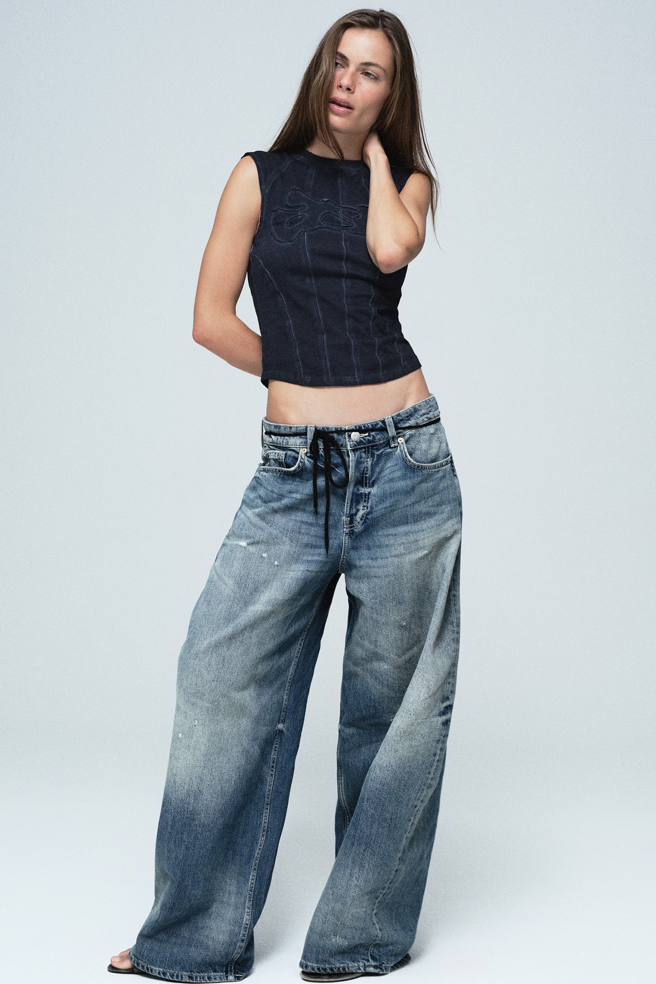 Stirrup Blue - Medium Blue - Andromeda low rise loose baggy barrel jeans