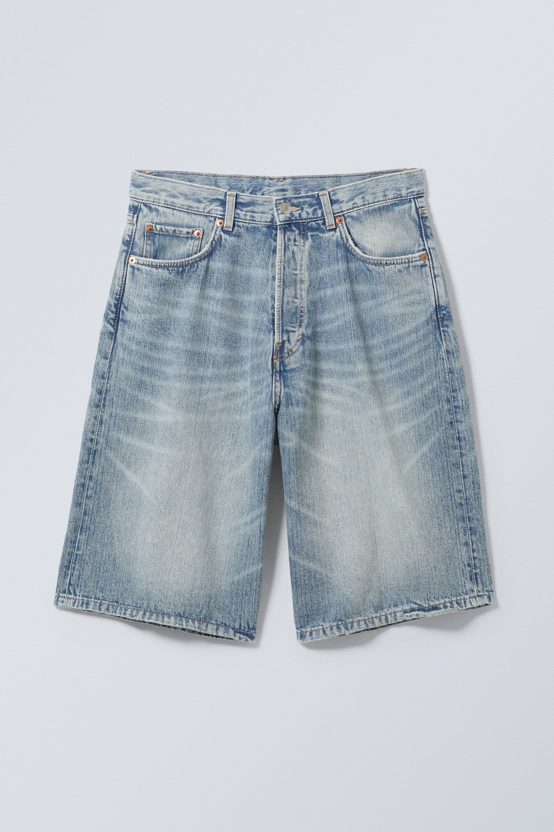 Blue Stream - Medium Blue - Astro Denim Loose Baggy Shorts