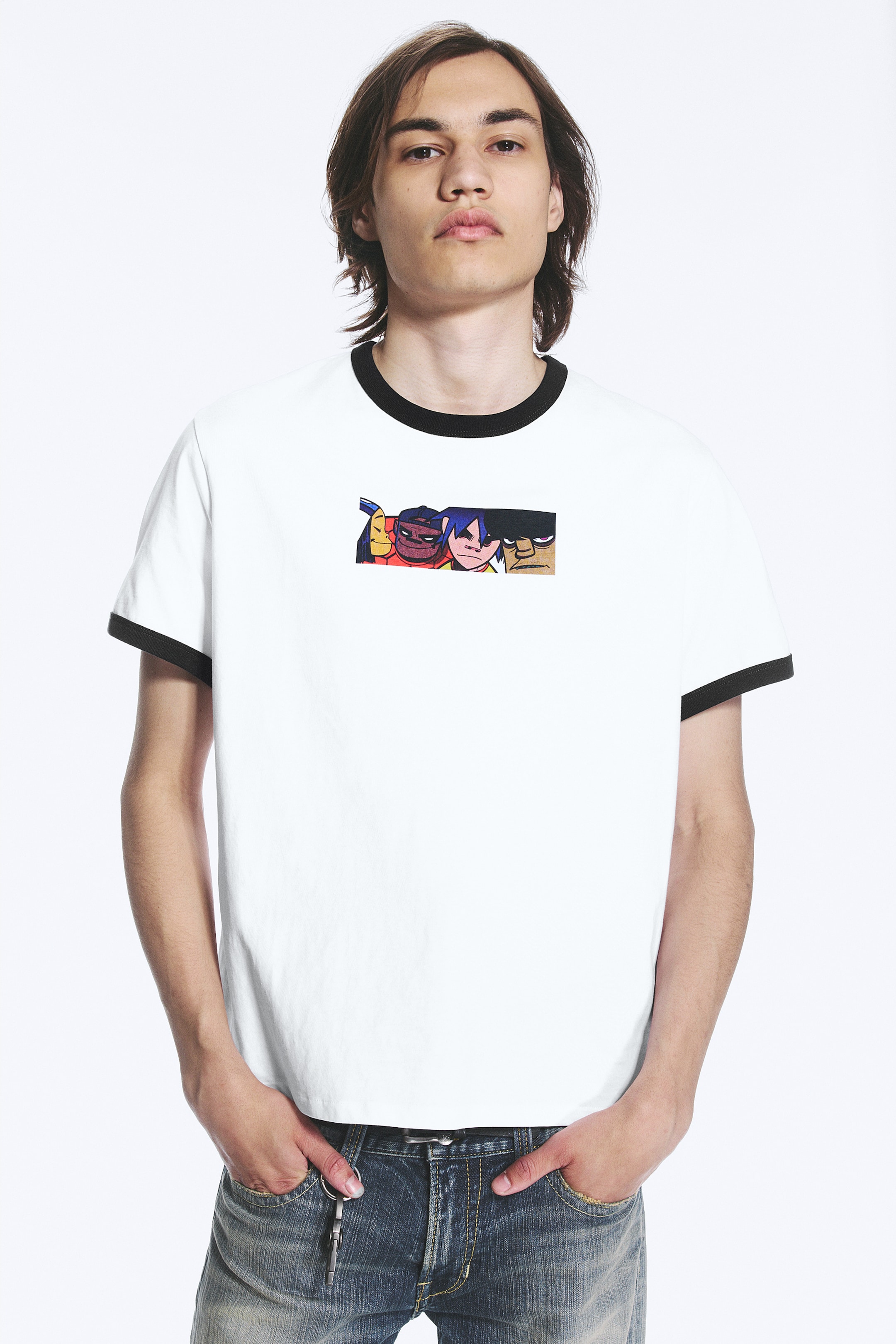White - Gorillaz ringer tee