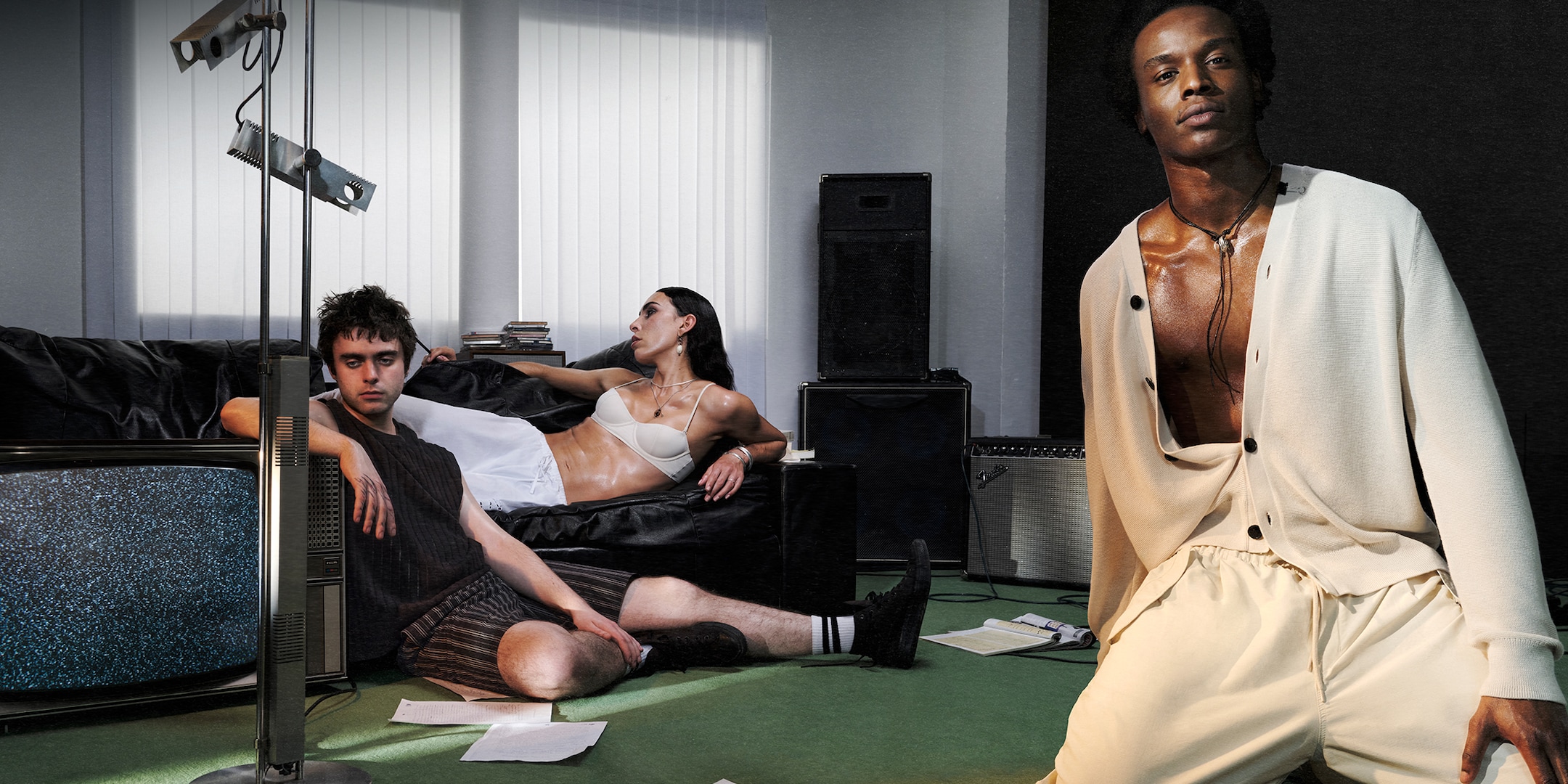 Lennon Gallagher and Jolagreen23 wearing Weekday and Cheap Monday hanging out and dancing in the Weekday Universe.
