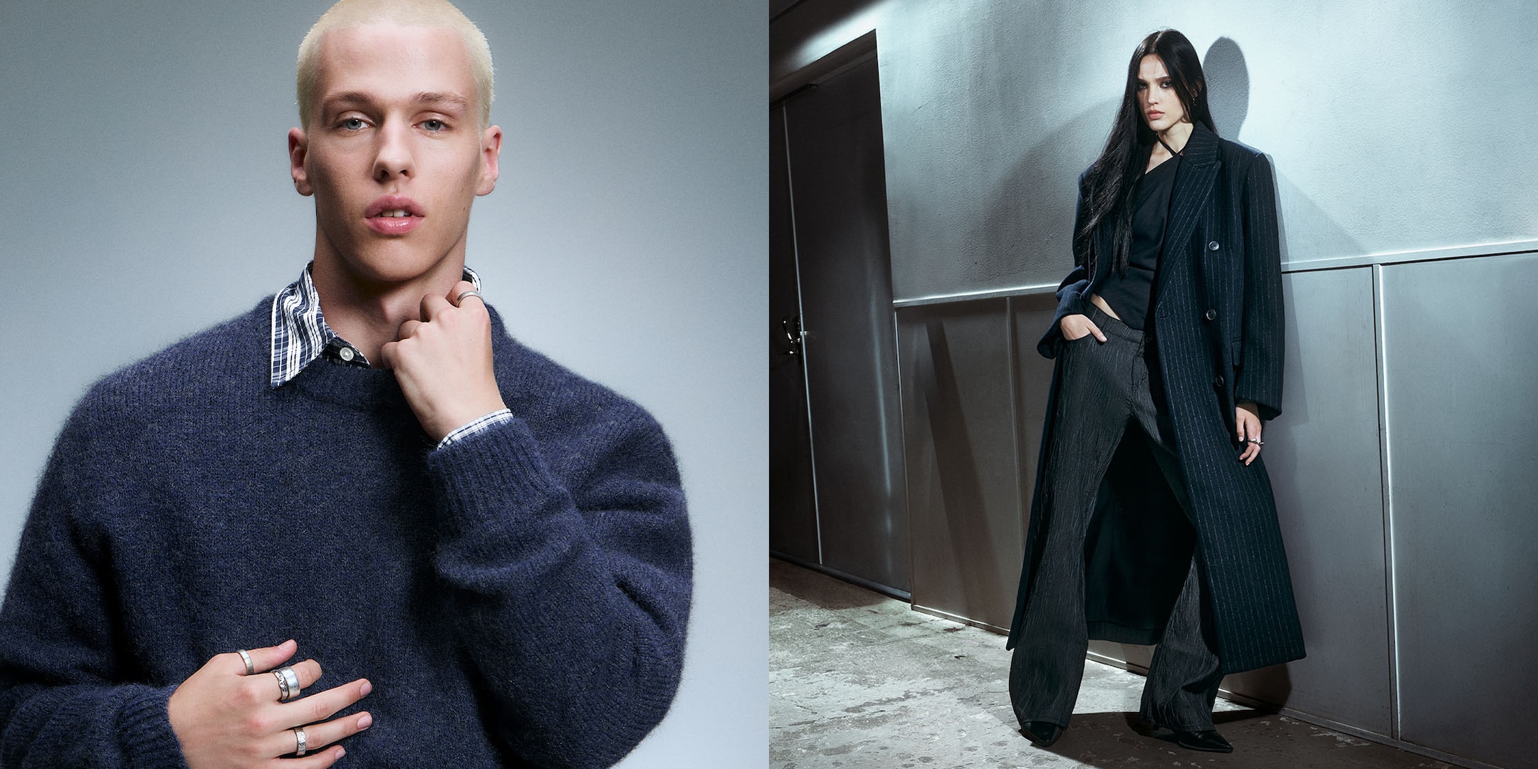 Models wearing clothing from Women & Men Weekday 2025 Fall/Winter Collection