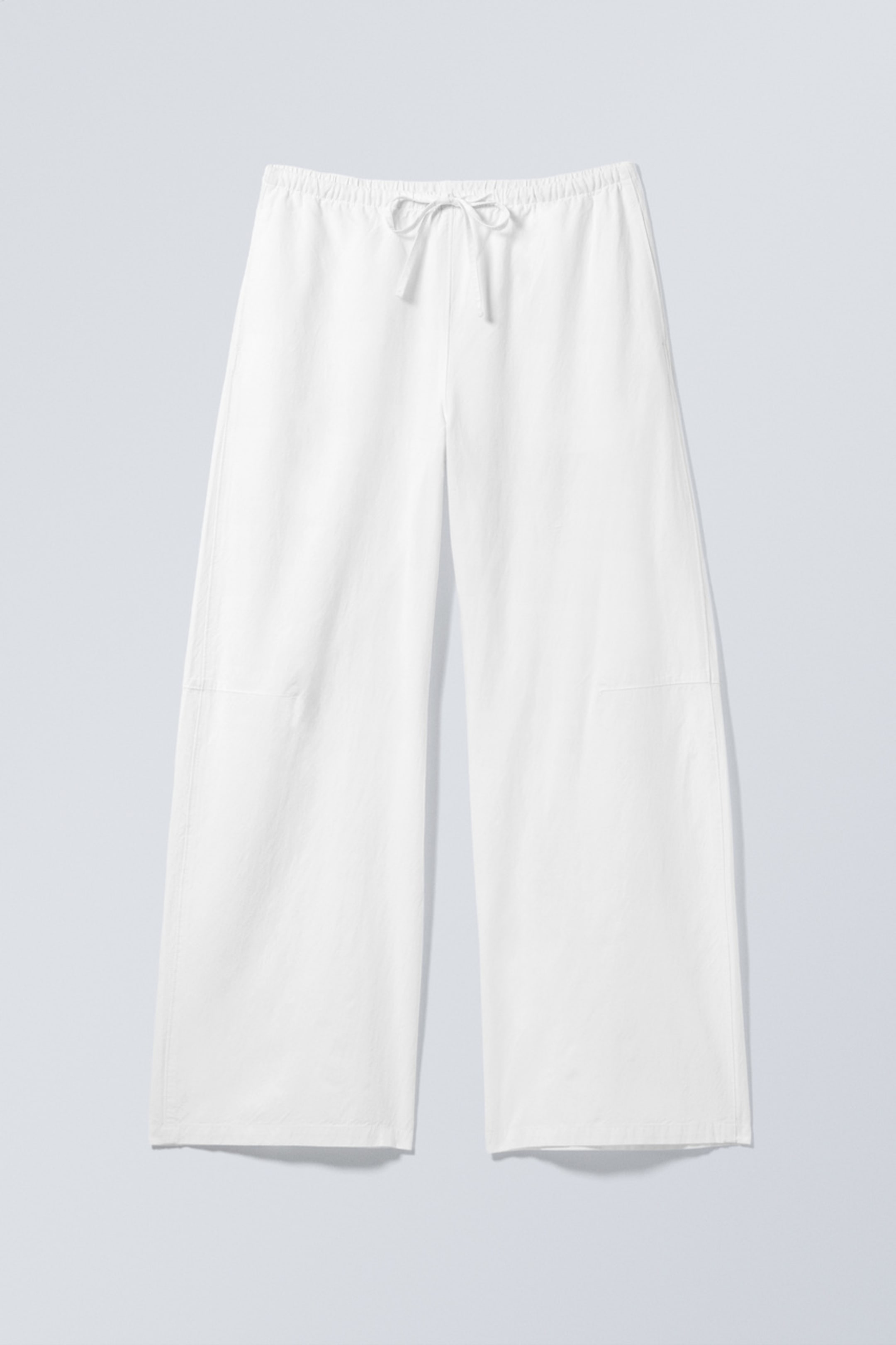 White - Loose Fit Low Waist Washed Trousers