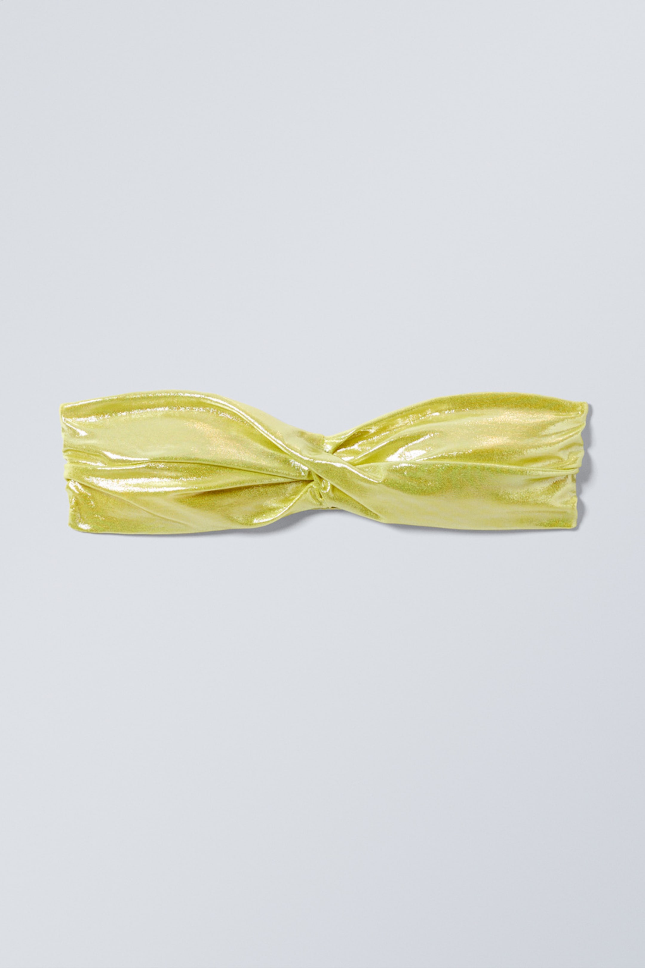 Shiny Yellow - Draped Bandeau Bikini Top