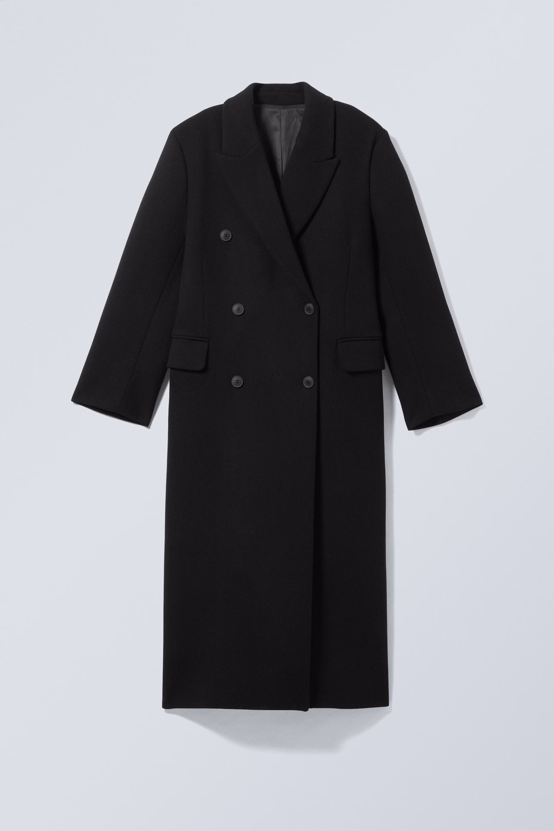 Black - Oversized Double-Breasted Wool-Blend Coat